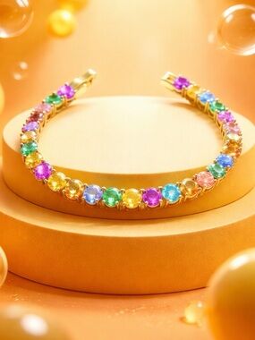 The Colors of Love: Multicolored Gemstone Tennis Bracelet